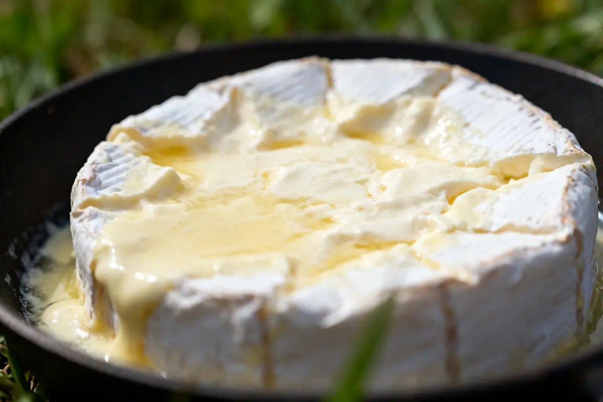 Fromage fondu blanc en extérieur avec un goût semblable à la cancoillotte.
